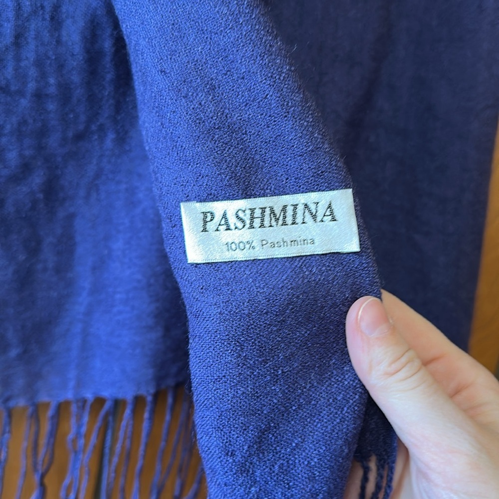 Navy Blue Fringe Scarf - Picture 2 of 2